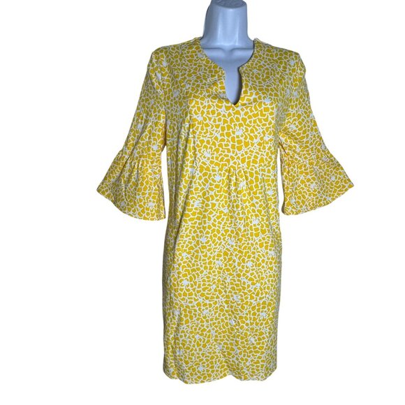 Jude Connally Kerry Dress jude cloth sz small lemon yellow white print - Picture 7 of 7